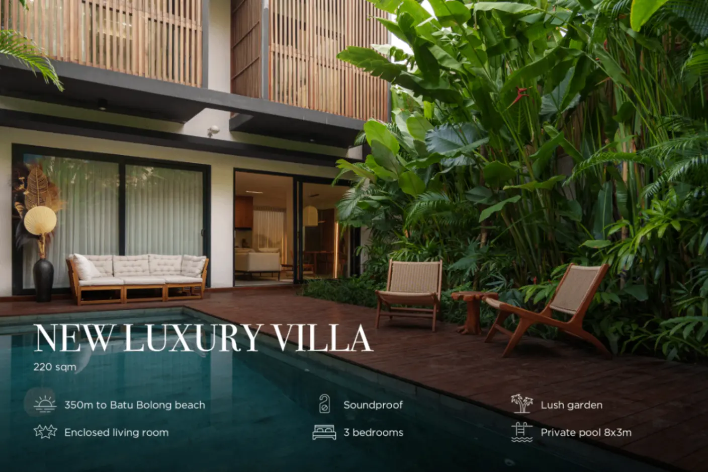 Luxury 350m to BEACH Batu-bolong VILLA at Canggu 3BR — image 1
