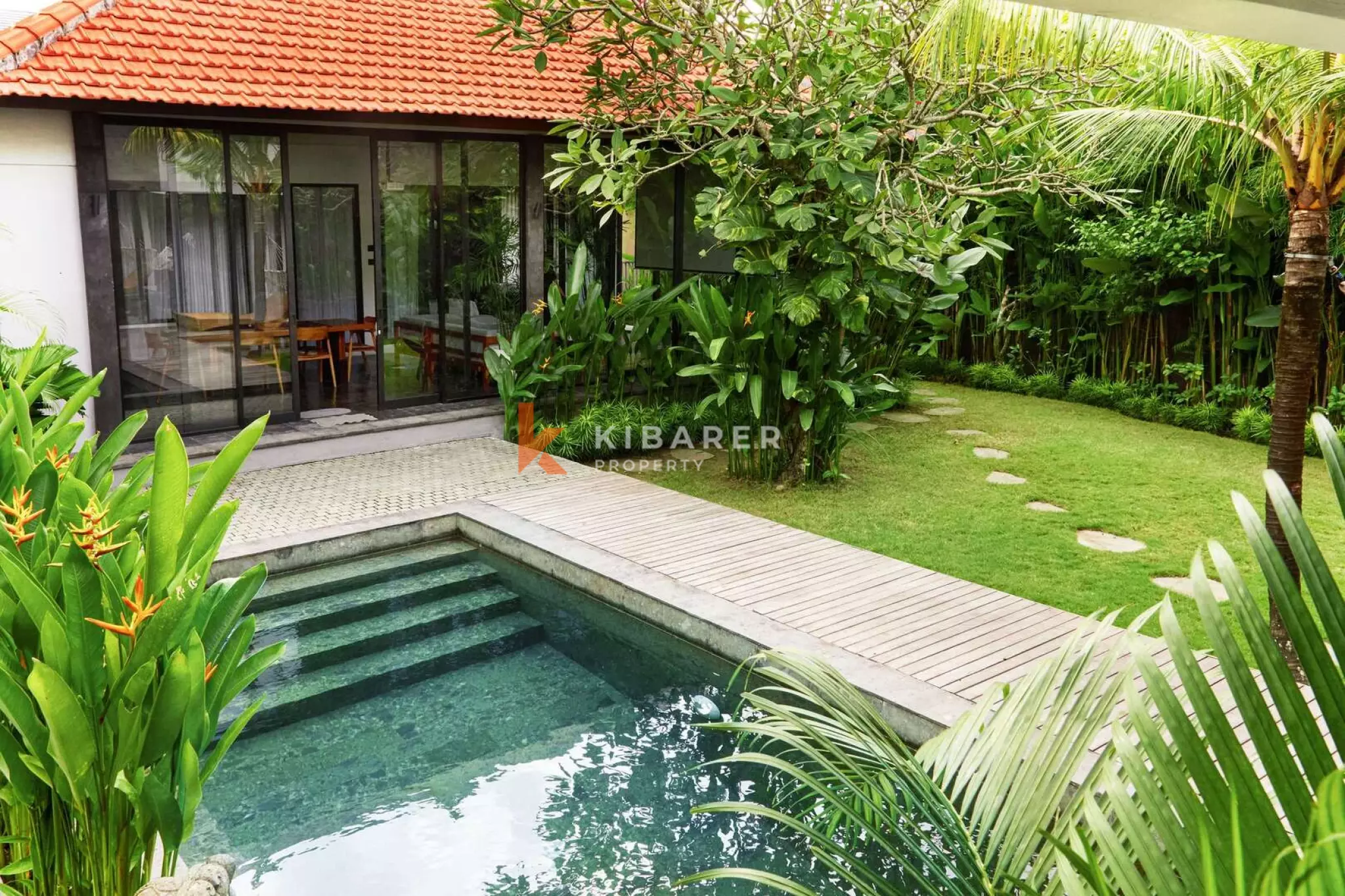 Enclosed Three Bedroom Garden Villa with Rooftop in Batu Bolong