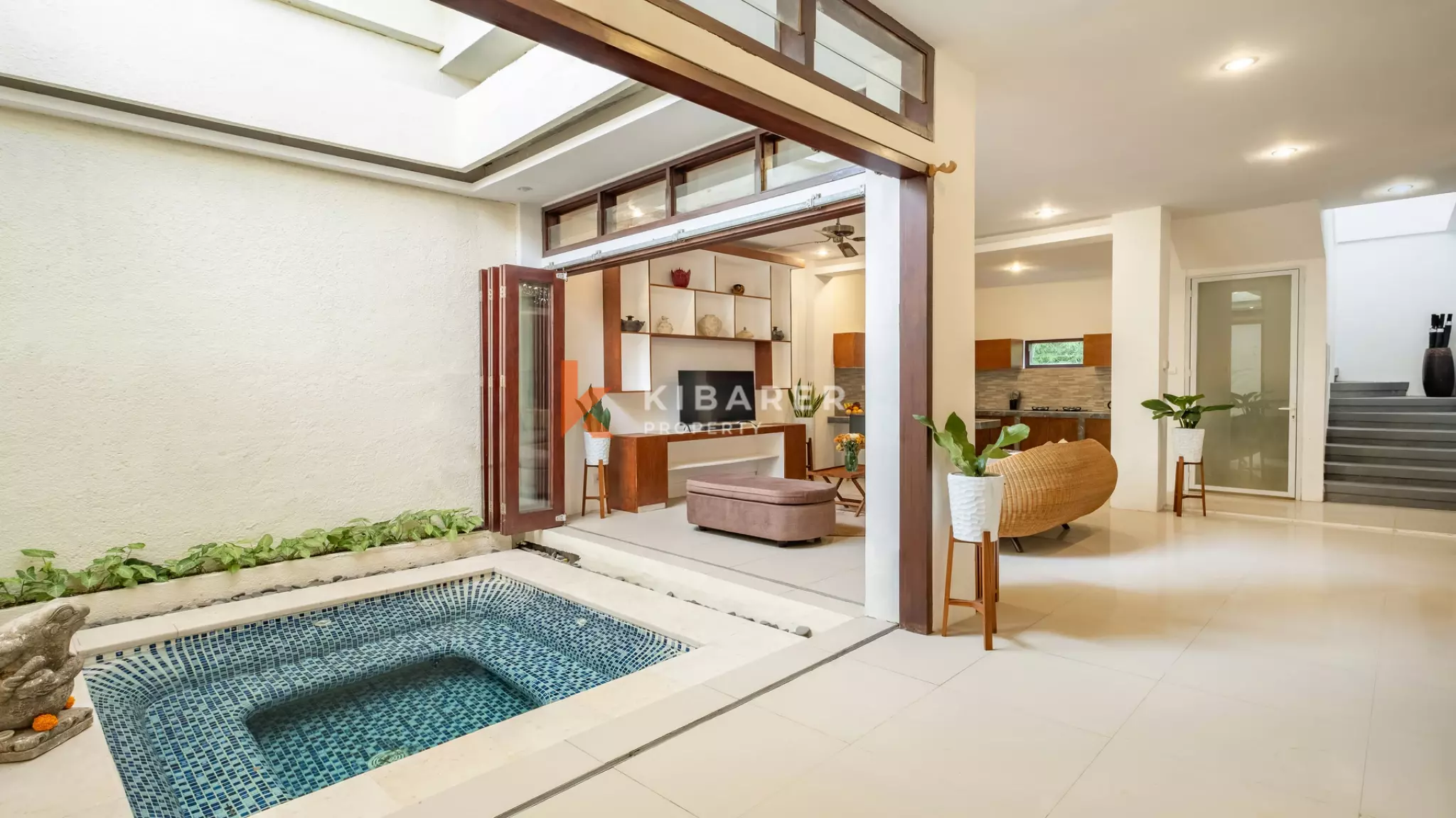 Timeless Balinese Two-Bedroom Enclosed Living Room in Kerobokan