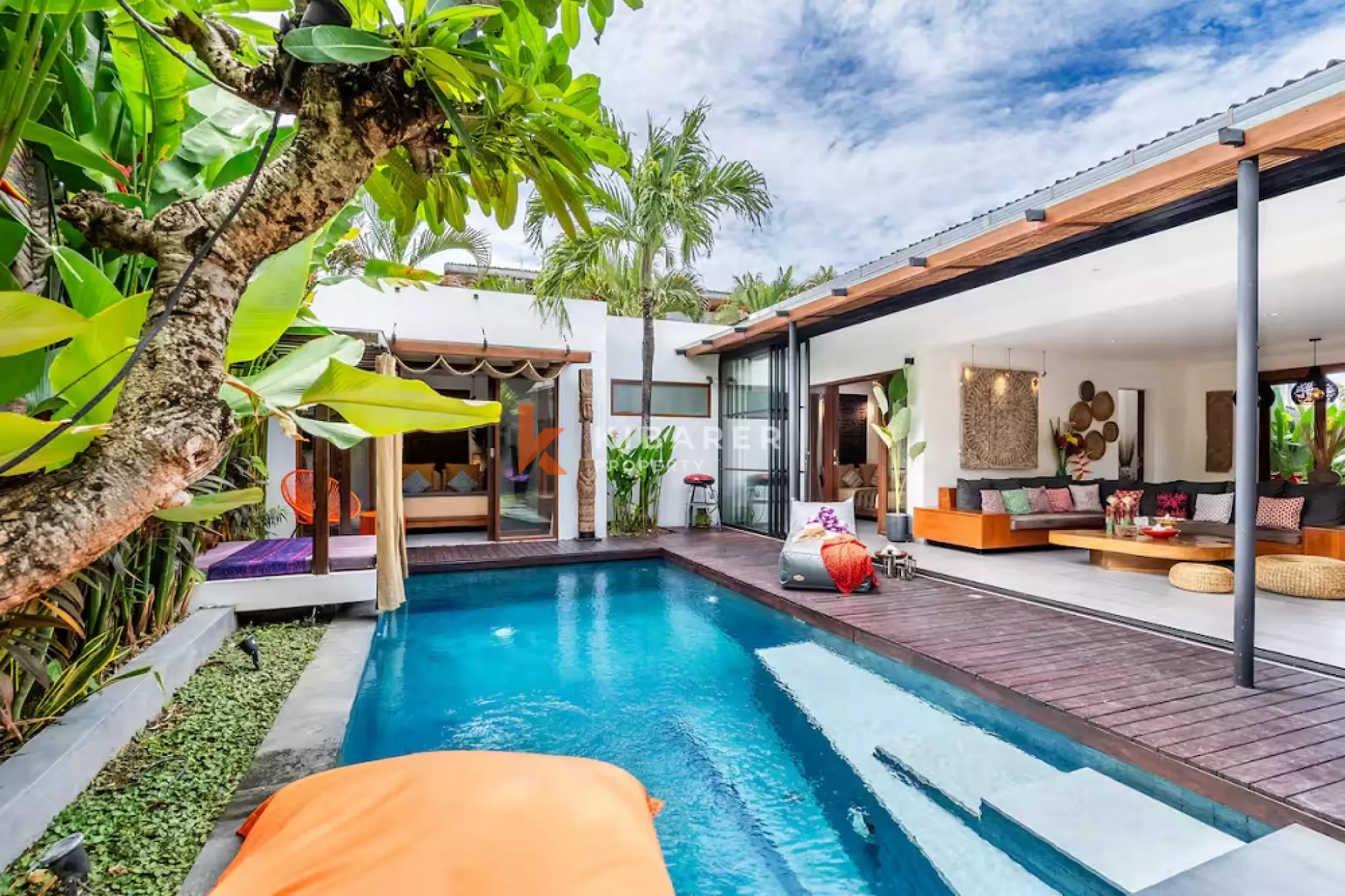 Designed as a Three-Bedroom Tropical Enclosed Villa in Kerobokan