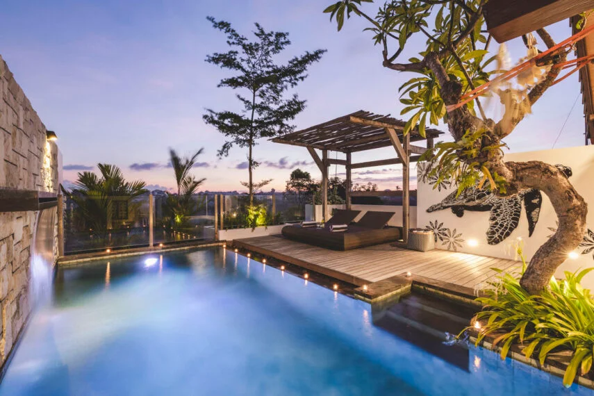 Stylish 3-Bedroom Townhouse Villa with Rooftop Pool & Rice Field Views