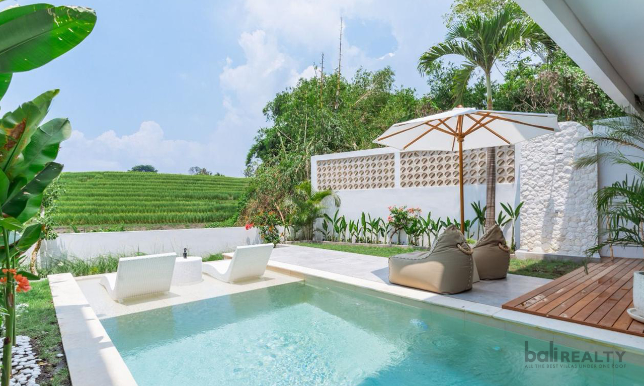 Fully Furnished Two-Bedroom Tropical Villa with Rice Field Views in Buduk’s Developing Area